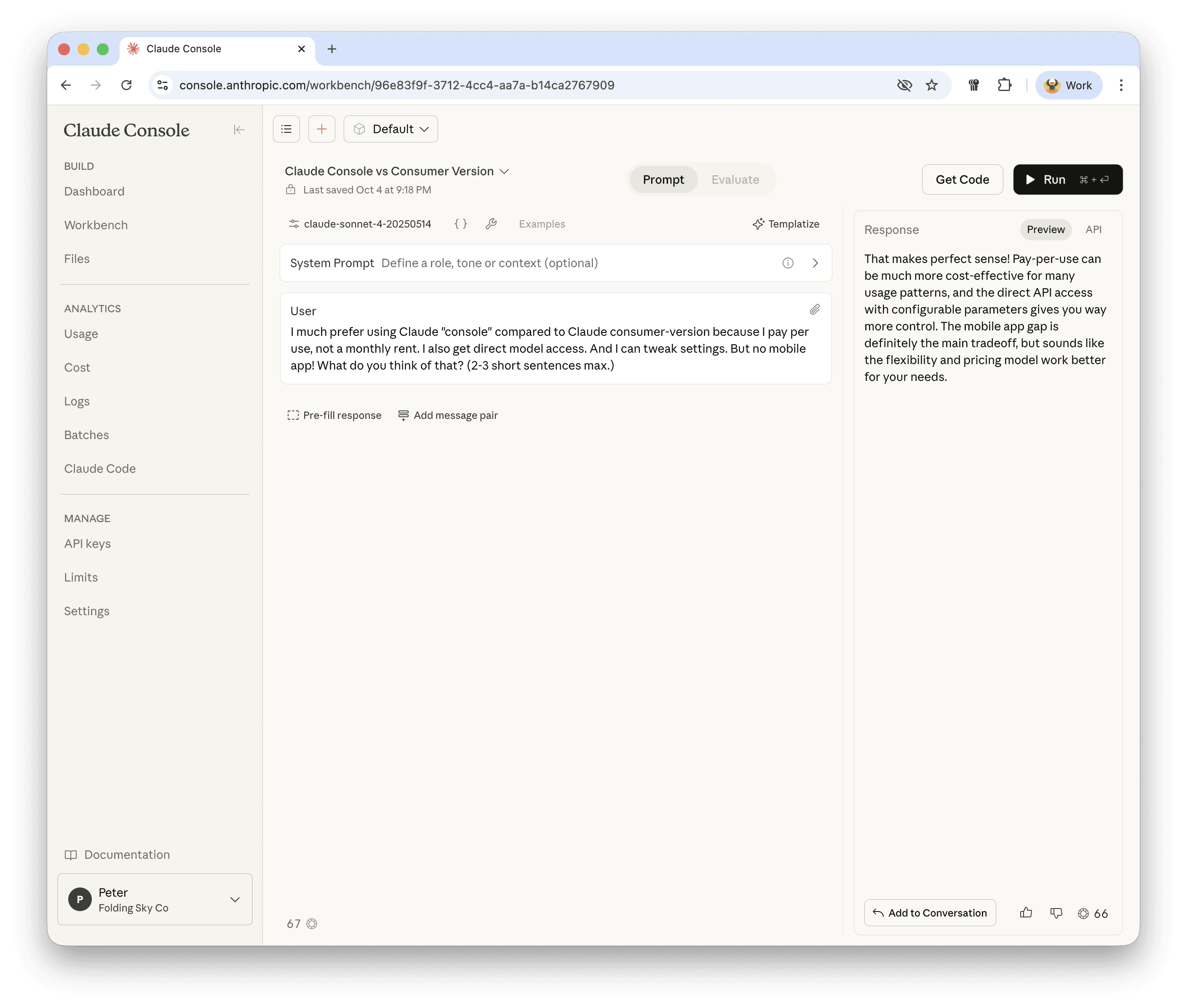 OpenAI Playground interface