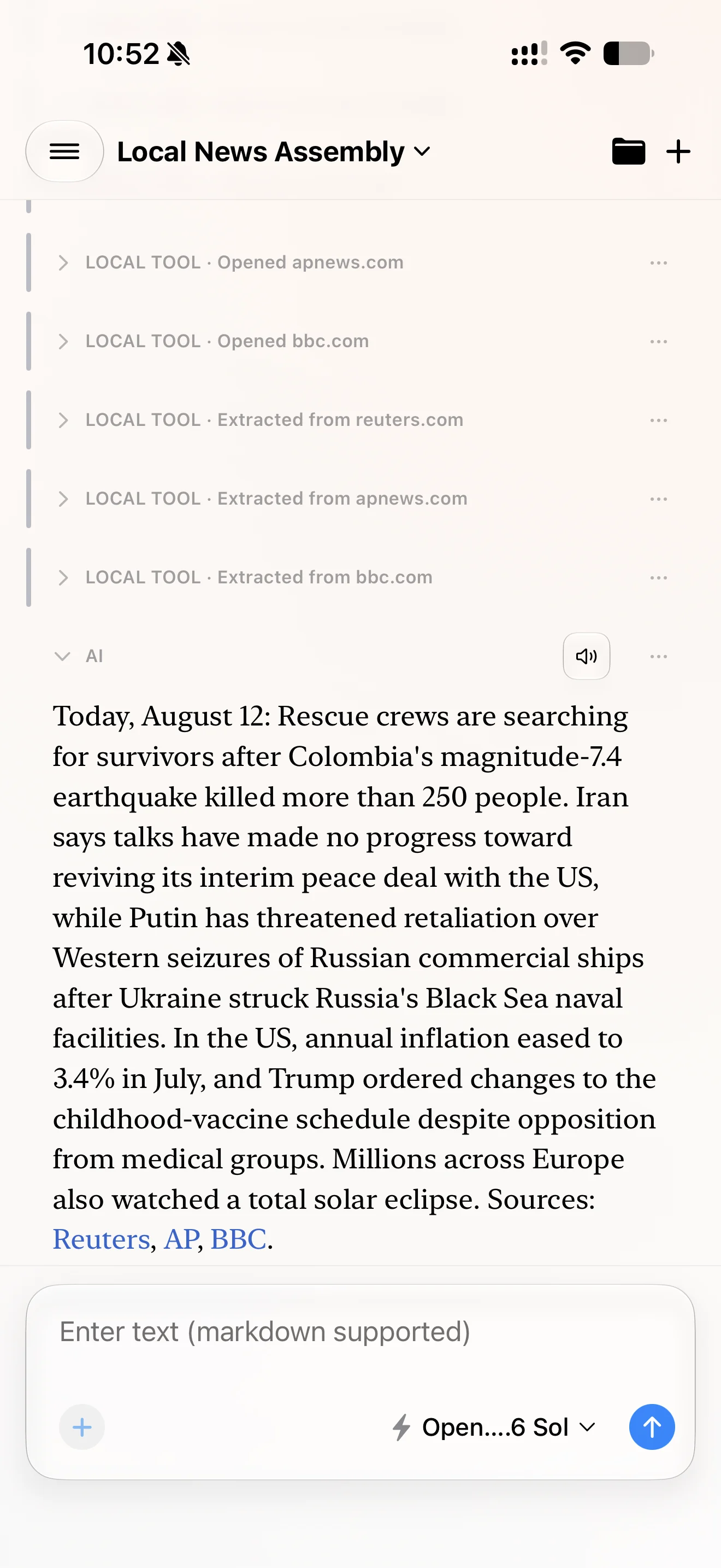 Cumbersome answer assembled from local browser sources with visible citations