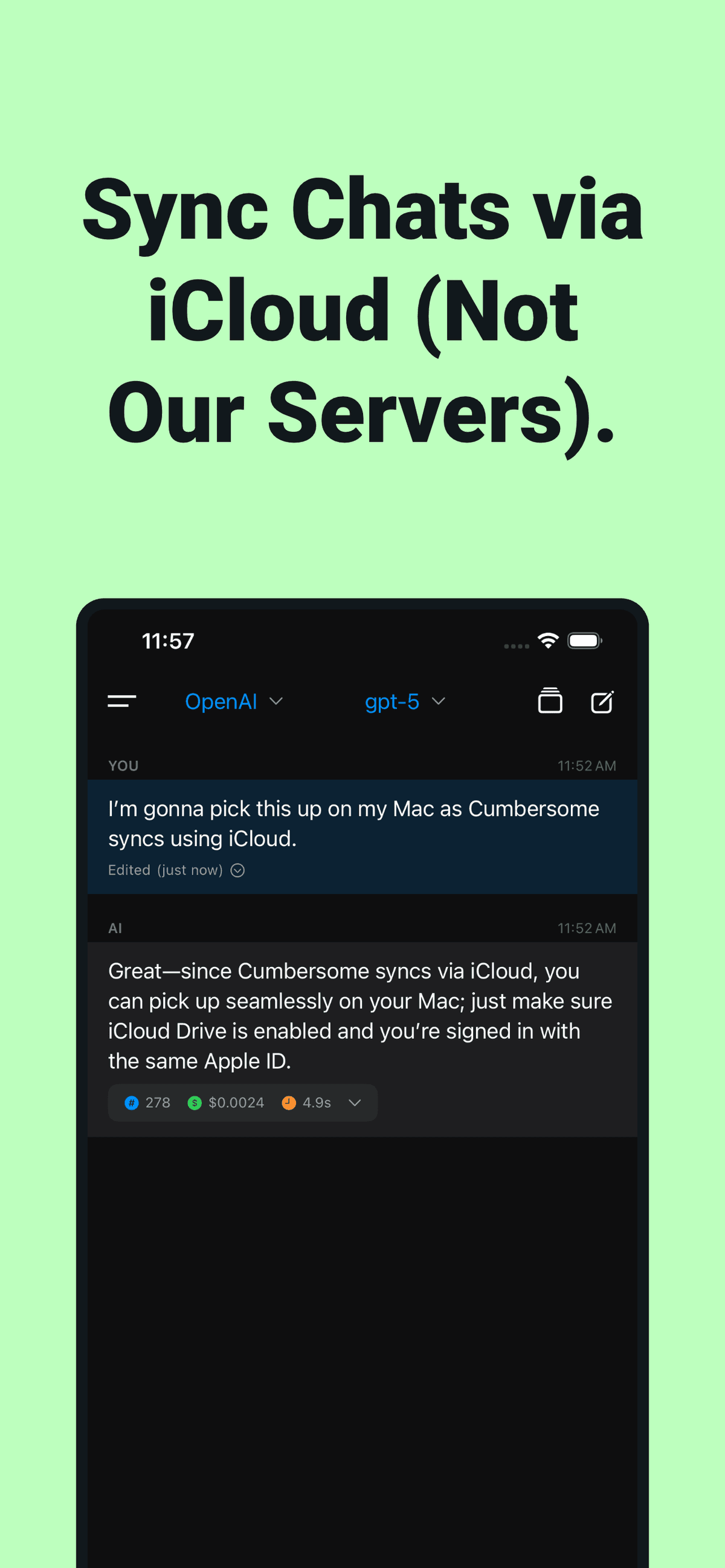 Document-style interface, not chat bubbles