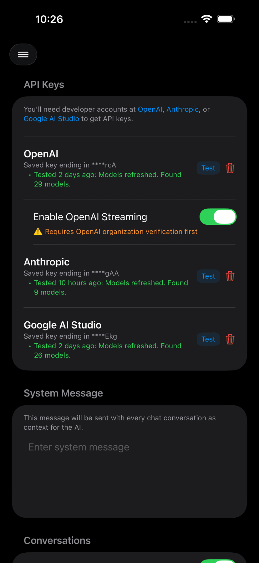 Cumbersome API key configuration for OpenAI and Anthropic
