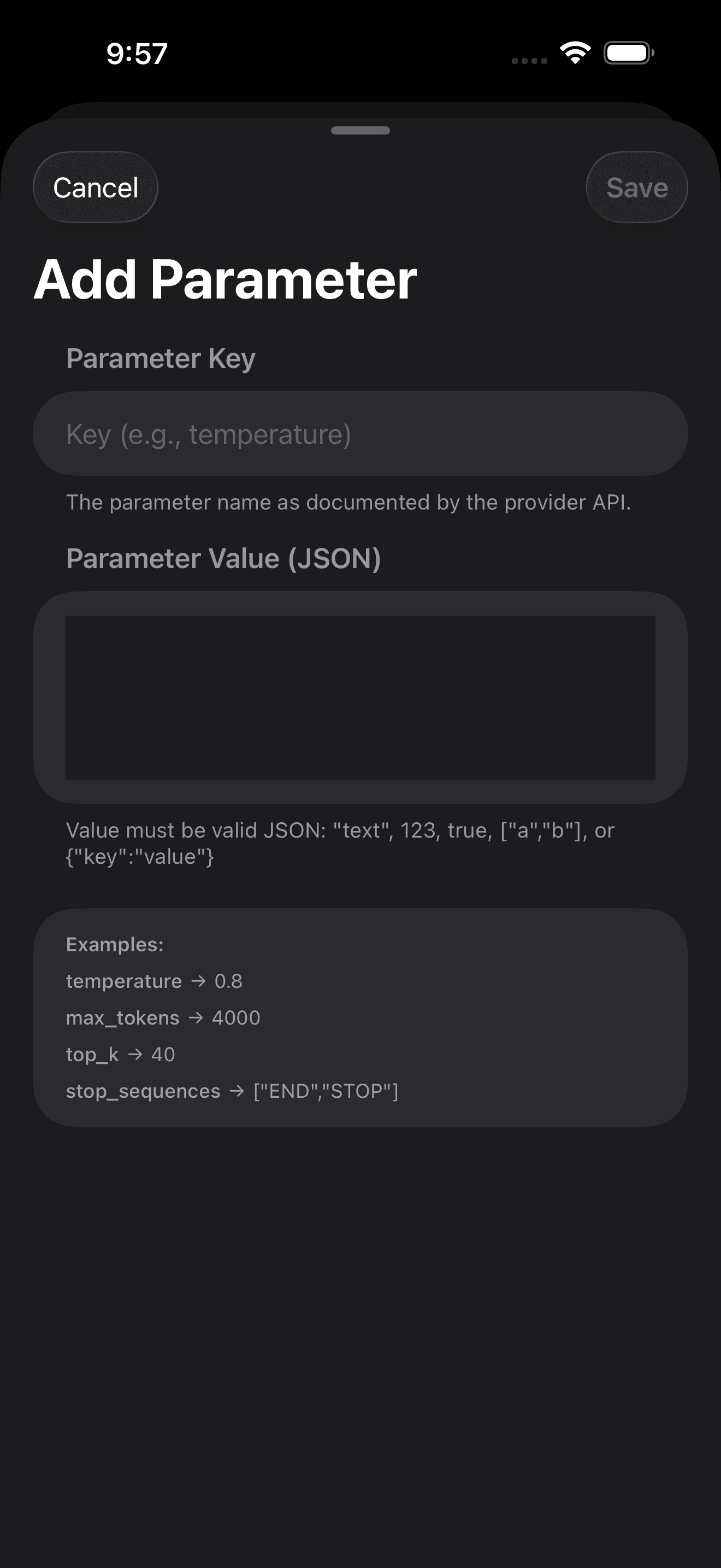 Send arbitrary API parameters for advanced control