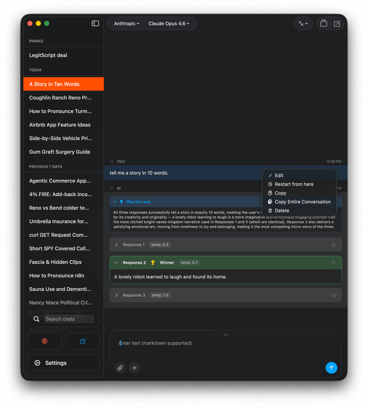 Cumbersome on macOS showing the Restart from here workflow and Face/Off Mode results