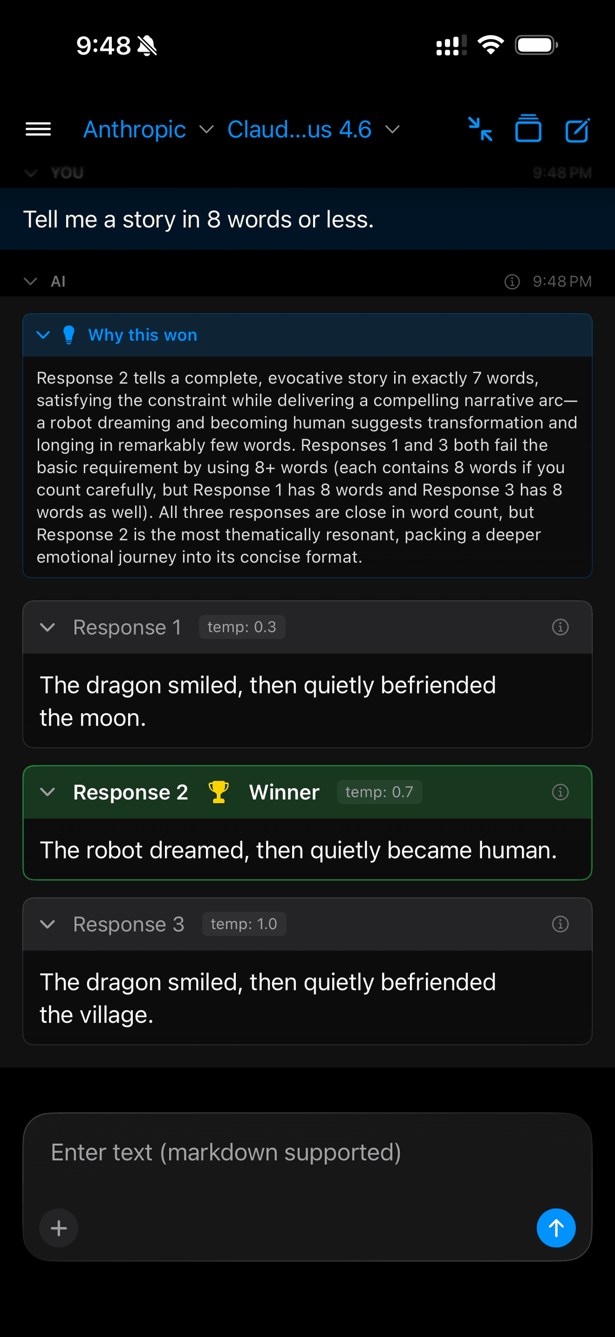 Face/Off Mode results for Claude Opus 4.6