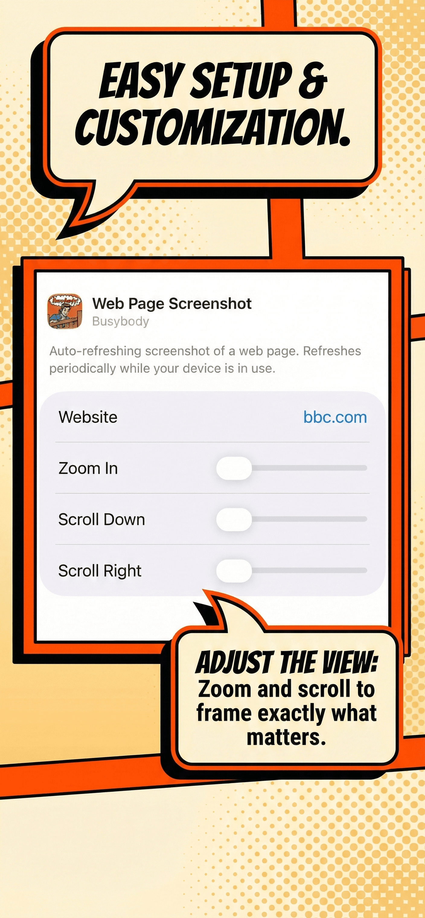 Busybody URL configuration with zoom and crop controls