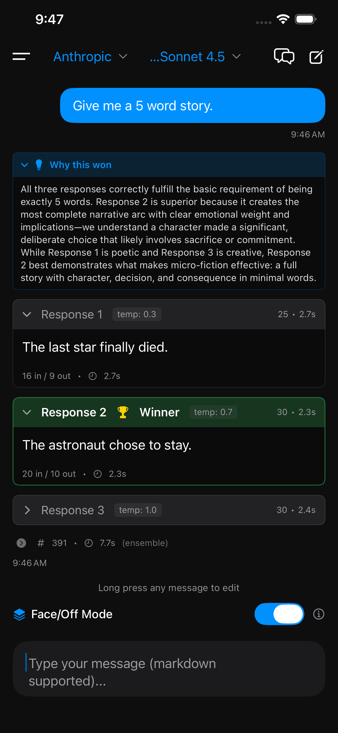 Face/Off Mode in action